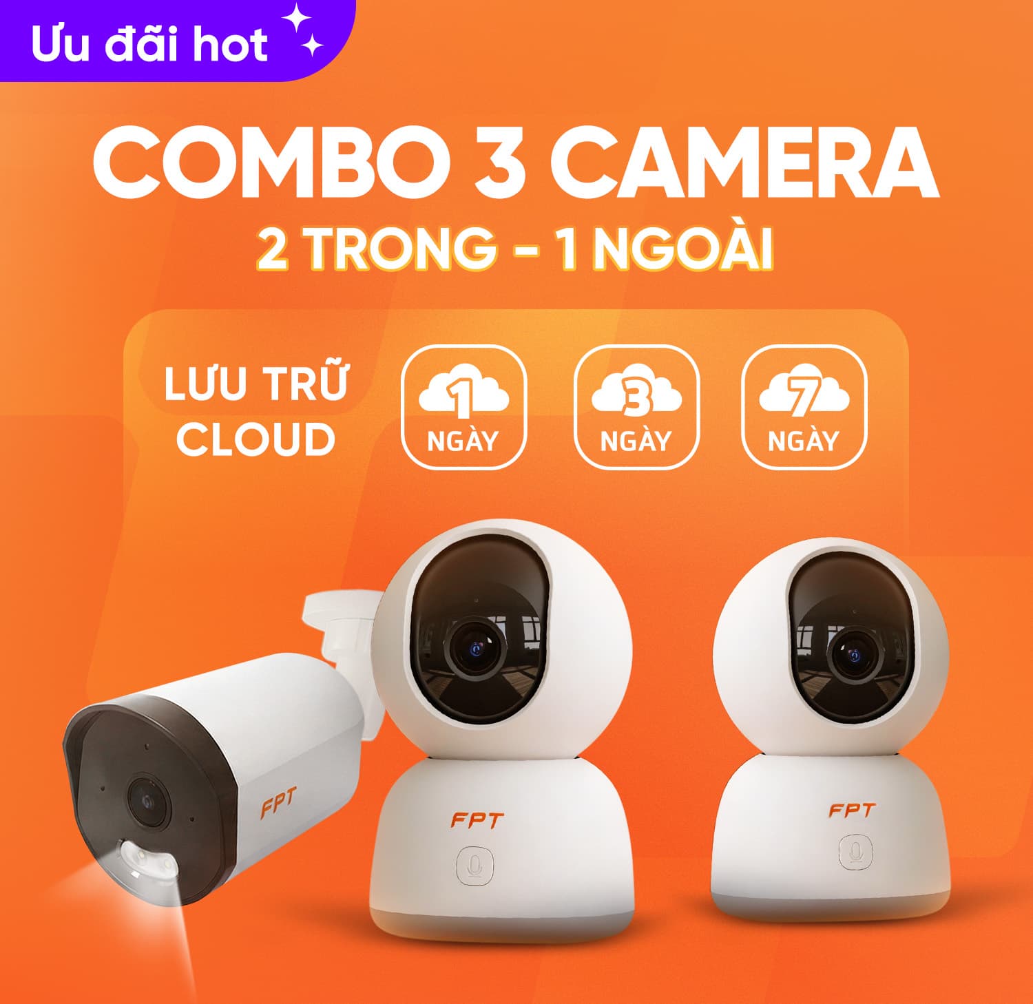 Combo 3 Camera (2 Trong - 1 Ngoài)
