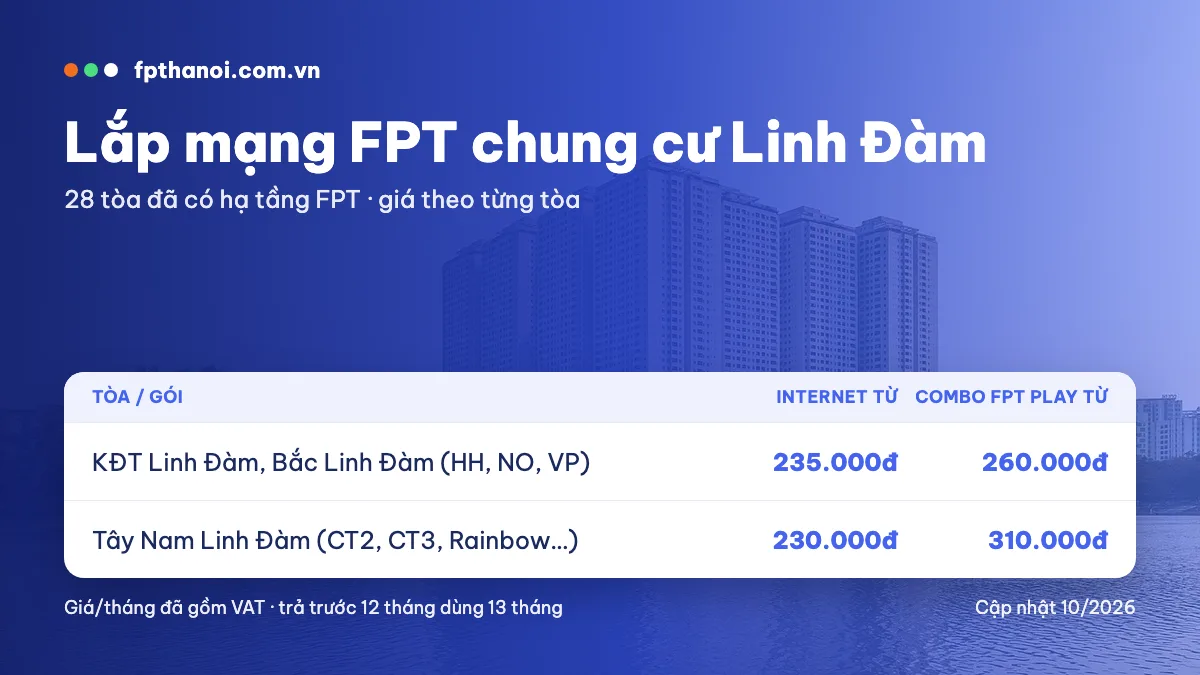 Bảng giá lắp mạng FPT chung cư Linh Đàm theo tòa